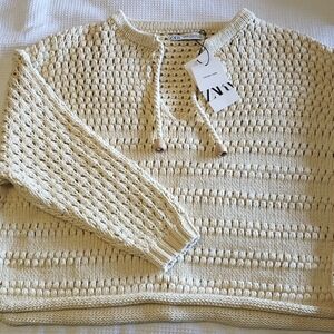 COPY - NEW Zara Womens XS-S Oversized Heavy Italian Cotton Knitted Pullover Swe…